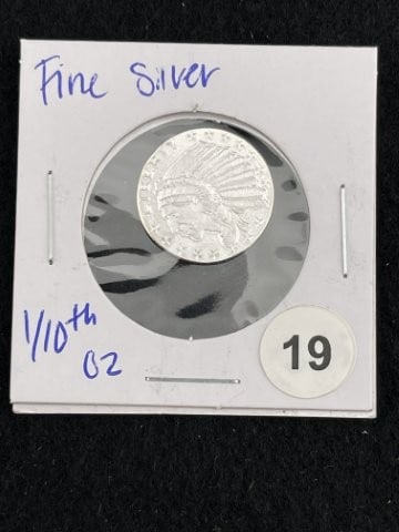1/10th Fine Silver Coin: KEY WORDS: INDIAN ARTIFACT ARTIFACTS ARROWHEAD ARROWHEADS NATIVE AMERICAN MISSISSIPPIAN QUAPAW CADDO POTTERY COINS MORGAN DOLLAR PEACE DOLLAR SILVER COINS. All coins have been Sigma tested for authent