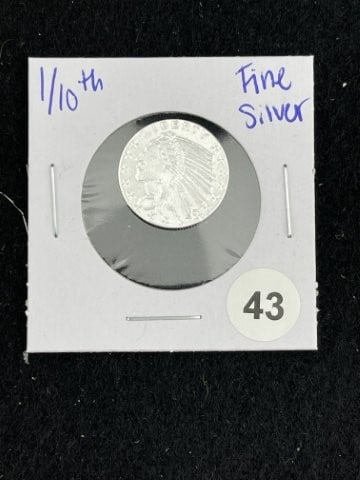 1/10th Fine Silver Coin: KEY WORDS: INDIAN ARTIFACT ARTIFACTS ARROWHEAD ARROWHEADS NATIVE AMERICAN MISSISSIPPIAN QUAPAW CADDO POTTERY COINS MORGAN DOLLAR PEACE DOLLAR SILVER COINS. All coins have been Sigma tested for authent