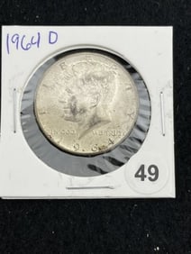 1964 D Kennedy Half Dollar Silver Coin