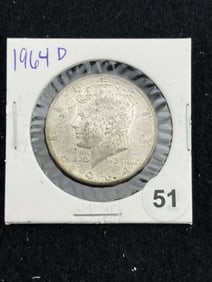 1964 D Kennedy Half Dollar Silver Coin