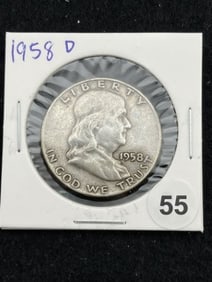 1958 D Franklin Half Dollar Silver Coin
