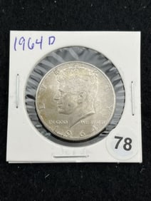 1964 D Kennedy Half Dollar Silver Coin