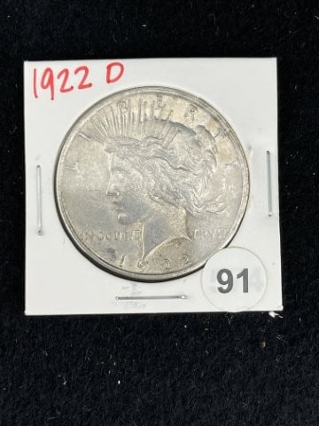 1922 D Peace Silver Dollar Coin: KEY WORDS: INDIAN ARTIFACT ARTIFACTS ARROWHEAD ARROWHEADS NATIVE AMERICAN MISSISSIPPIAN QUAPAW CADDO POTTERY COINS MORGAN DOLLAR PEACE DOLLAR SILVER COINS. All coins have been Sigma tested for authent