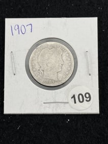 1907 Barber Quarter Coin