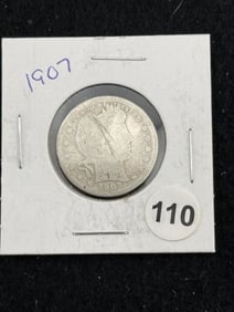 1907 Barber Quarter Coin