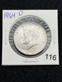 1964 D Kennedy Half Dollar Silver Coin