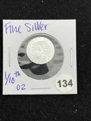 1/10th Fine Silver Coin: KEY WORDS: INDIAN ARTIFACT ARTIFACTS ARROWHEAD ARROWHEADS NATIVE AMERICAN MISSISSIPPIAN QUAPAW CADDO POTTERY COINS MORGAN DOLLAR PEACE DOLLAR SILVER COINS. All coins have been Sigma tested for authent