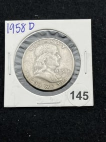 1958 D Franklin Half Dollar Silver Coin