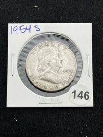 1954 S Franklin Half Dollar Silver Coin