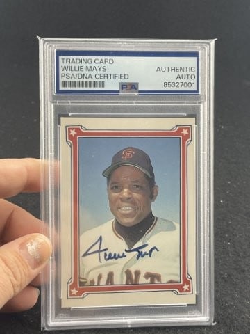 Willie Mays Hand Signed Authentic Autograph Baseball Card: KEY WORDS: INDIAN ARTIFACT ARTIFACTS ARROWHEAD ARROWHEADS NATIVE AMERICAN MISSISSIPPIAN QUAPAW CADDO POTTERY COINS MORGAN DOLLAR PEACE DOLLAR SILVER COINS. All coins have been Sigma tested for authent