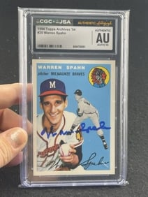 1994 Topps Warren Spahn Hand Signed Authentic Autograph Baseball Card