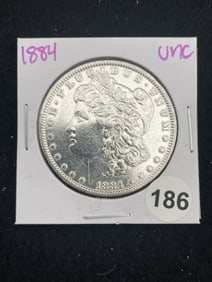 1884 UNC Morgan Silver Dollar Coin