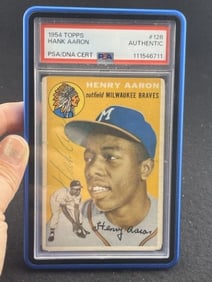 1954 Topps Hank Aaron Rookie Hand Signed Authentic Autograph Baseball Card