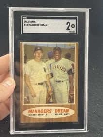 1962 Topps Mickey Mantle & Willie Mays Baseball Card