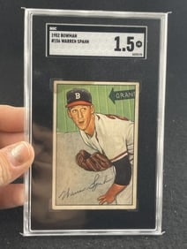 1952 Bowman Warren Spahn Baseball Card