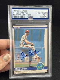 Steve Carlton Hand Signed Authentic Autograph Baseball Card