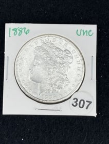 1886 UNC Morgan Silver Dollar Coin
