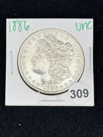 1886 UNC Morgan Silver Dollar Coin
