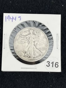 1944 S Walking Liberty Half Dollar Silver Coin