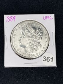 1889 UNC Morgan Silver Dollar Coin