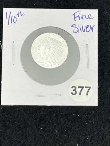 1/10th Fine Silver Coin: KEY WORDS: INDIAN ARTIFACT ARTIFACTS ARROWHEAD ARROWHEADS NATIVE AMERICAN MISSISSIPPIAN QUAPAW CADDO POTTERY COINS MORGAN DOLLAR PEACE DOLLAR SILVER COINS. All coins have been Sigma tested for authent