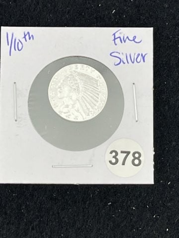 1/10th Fine Silver Coin: KEY WORDS: INDIAN ARTIFACT ARTIFACTS ARROWHEAD ARROWHEADS NATIVE AMERICAN MISSISSIPPIAN QUAPAW CADDO POTTERY COINS MORGAN DOLLAR PEACE DOLLAR SILVER COINS. All coins have been Sigma tested for authent