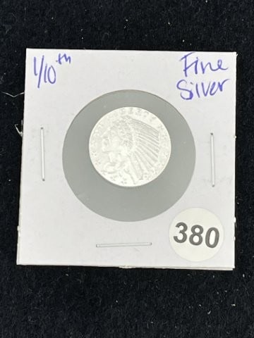 1/10th Fine Silver Coin: KEY WORDS: INDIAN ARTIFACT ARTIFACTS ARROWHEAD ARROWHEADS NATIVE AMERICAN MISSISSIPPIAN QUAPAW CADDO POTTERY COINS MORGAN DOLLAR PEACE DOLLAR SILVER COINS. All coins have been Sigma tested for authent