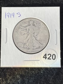 1919 S Walking Liberty Half Dollar Silver Coin