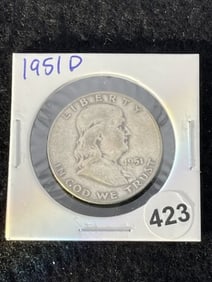 1951 D Franklin Half Dollar Silver Coin