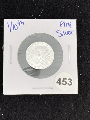 1/10th Fine Silver Coin: KEY WORDS: INDIAN ARTIFACT ARTIFACTS ARROWHEAD ARROWHEADS NATIVE AMERICAN MISSISSIPPIAN QUAPAW CADDO POTTERY COINS MORGAN DOLLAR PEACE DOLLAR SILVER COINS. All coins have been Sigma tested for authent