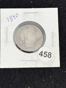 1890 Barber Quarter Coin