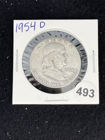 1954 D Franklin Half Dollar Silver Coin