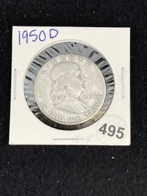 1950 D Franklin Half Dollar Silver Coin