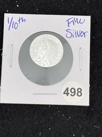 1/10th Fine Silver Coin: KEY WORDS: INDIAN ARTIFACT ARTIFACTS ARROWHEAD ARROWHEADS NATIVE AMERICAN MISSISSIPPIAN QUAPAW CADDO POTTERY COINS MORGAN DOLLAR PEACE DOLLAR SILVER COINS. All coins have been Sigma tested for authent