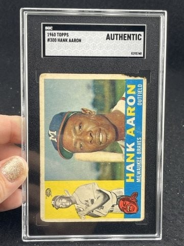 1960 Topps Hank Aaron Baseball Card: KEY WORDS: INDIAN ARTIFACT ARTIFACTS ARROWHEAD ARROWHEADS NATIVE AMERICAN MISSISSIPPIAN QUAPAW CADDO POTTERY COINS MORGAN DOLLAR PEACE DOLLAR SILVER COINS. All coins have been Sigma tested for authent