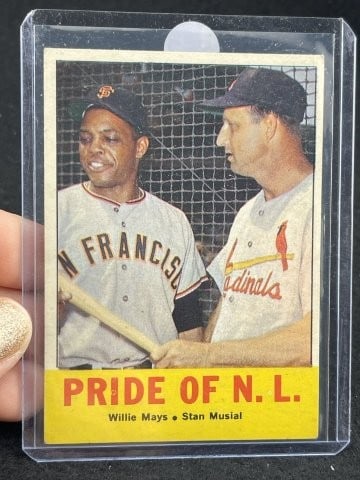 1963 Topps Willie Mays & Stan Musial Baseball Card (1 of 2)