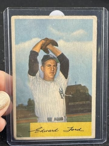 1954 Bowman Whitey Ford Baseball Card: KEY WORDS: INDIAN ARTIFACT ARTIFACTS ARROWHEAD ARROWHEADS NATIVE AMERICAN MISSISSIPPIAN QUAPAW CADDO POTTERY COINS MORGAN DOLLAR PEACE DOLLAR SILVER COINS. All coins have been Sigma tested for authent