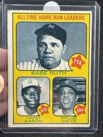 1973 Topps Babe Ruth Hank Aaron Willie Mays Baseball Card