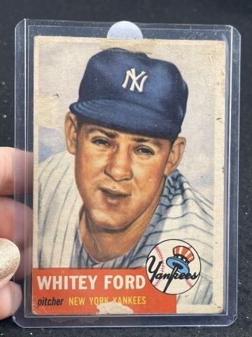 1953 Topps Whitey Ford Baseball Card: KEY WORDS: INDIAN ARTIFACT ARTIFACTS ARROWHEAD ARROWHEADS NATIVE AMERICAN MISSISSIPPIAN QUAPAW CADDO POTTERY COINS MORGAN DOLLAR PEACE DOLLAR SILVER COINS. All coins have been Sigma tested for authent