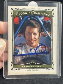Mario Andretti Hand Signed Authentic Autograph Card