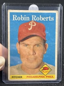 1958 Topps Robin Roberts Baseball Card