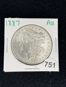 1887 AU Morgan Silver Dollar Coin
