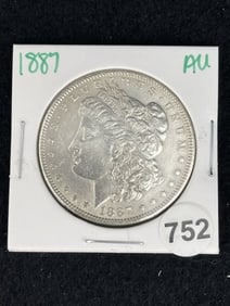 1887 AU Morgan Silver Dollar Coin