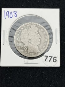1908 Barber Half Dollar Silver Coin