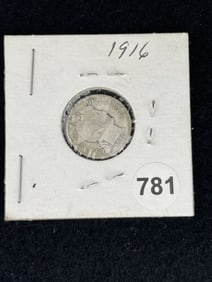 1916 Barber Dime Coin
