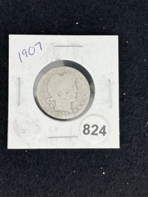 1907 Barber Quarter Coin