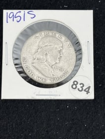 1951 S Franklin Half Dollar Silver Coin