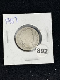 1907 Barber Quarter Coin