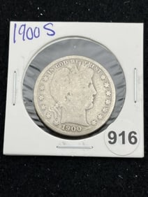 1900 S Barber Half Dollar Silver Coin