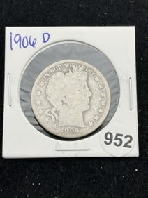 1906 D Barber Half Dollar Silver Coin